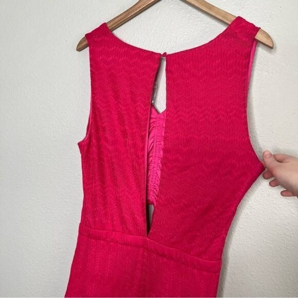 Lovers and friends Sharon hot pink cut out sleeveless jumpsuit size XL chevron - Picture 6 of 12